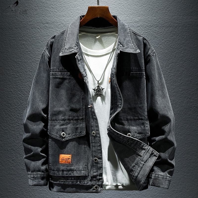High-grade Black And Gray Denim Coat Men's Autumn New (Available)