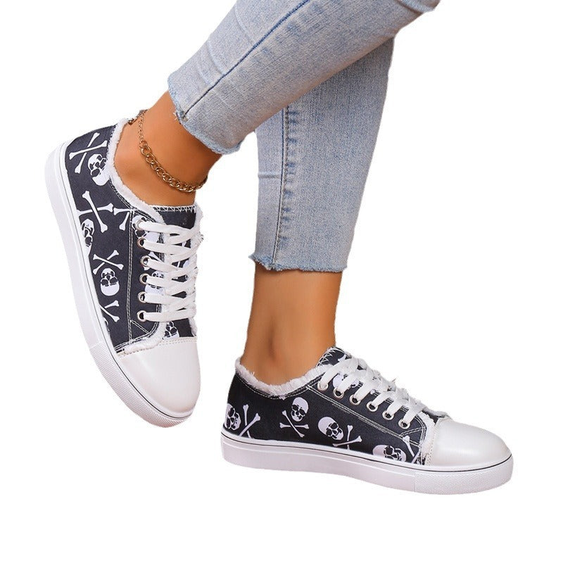 Versatile Flat Bottomed Student Lace Up Canvas Shoes (Available)