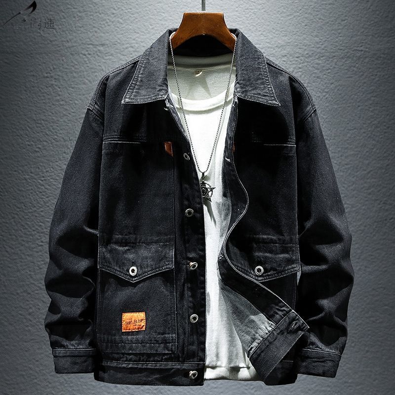 High-grade Black And Gray Denim Coat Men's Autumn New (Available)