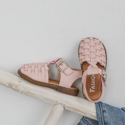 Retro woven solid color girls shoes