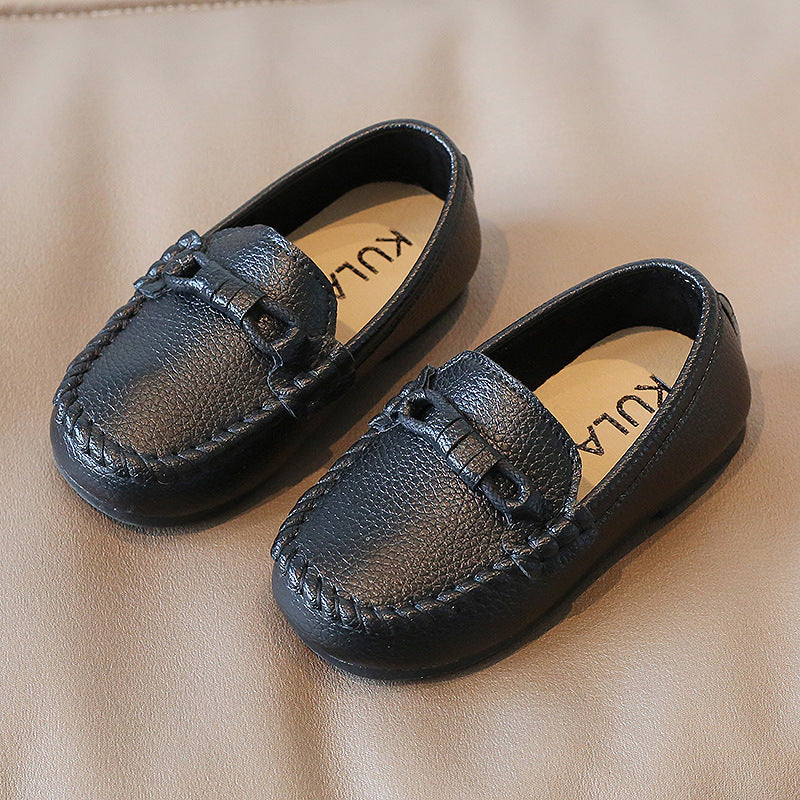 Korean Style Casual Children Gommino Soft Bottom Slip On Baby Shoes Boys' Leather Shoes Slip-on (Available)
