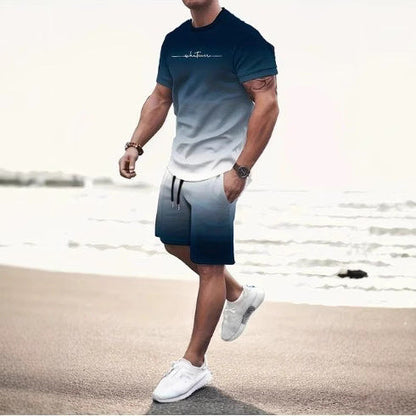 Summer Fashion Trend 3D Digital Printing Men's Short Sleeve Shorts Suit (  (Available)