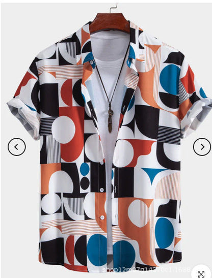 Fashion Men's Art Printed Short Sleeve Shirt   (Available)
