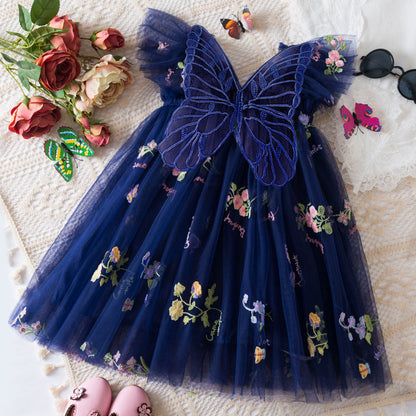 Korean Flower Embroidery Girls' Chiffon Skirt (Available)