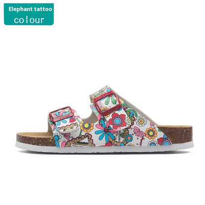 Buckle Flat Cork Slippers Summer Same Beach Buckle Sandals (Available)