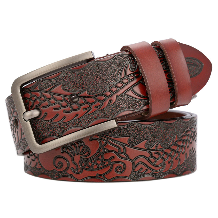 Carved Craft Men's Belt Fashion Cattlehide Leather Pant Belt   (Available)