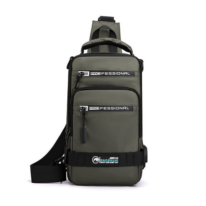 Multifunction Bags For Men Nylon Backpack Crossbody Shoulder Bag With USB Charging Port Chest Bags Pack (Available)