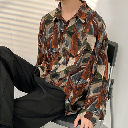 Mens Temperament Fashion Casual Printed Shirt  (Available)