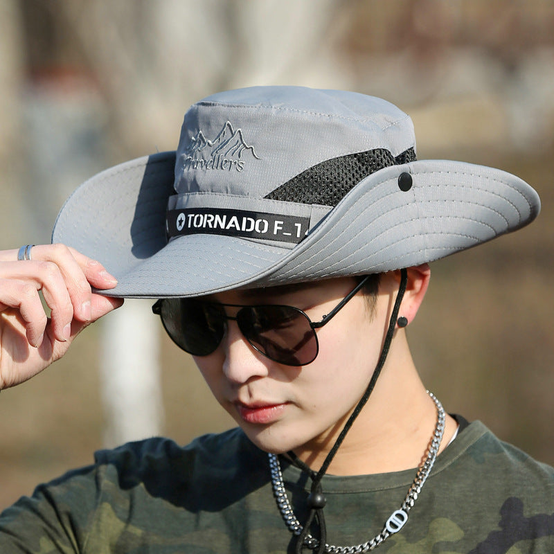 Mountaineering Fishing Sunscreen Travel Breathable Large Eave Visor Hat For Men (Available)
