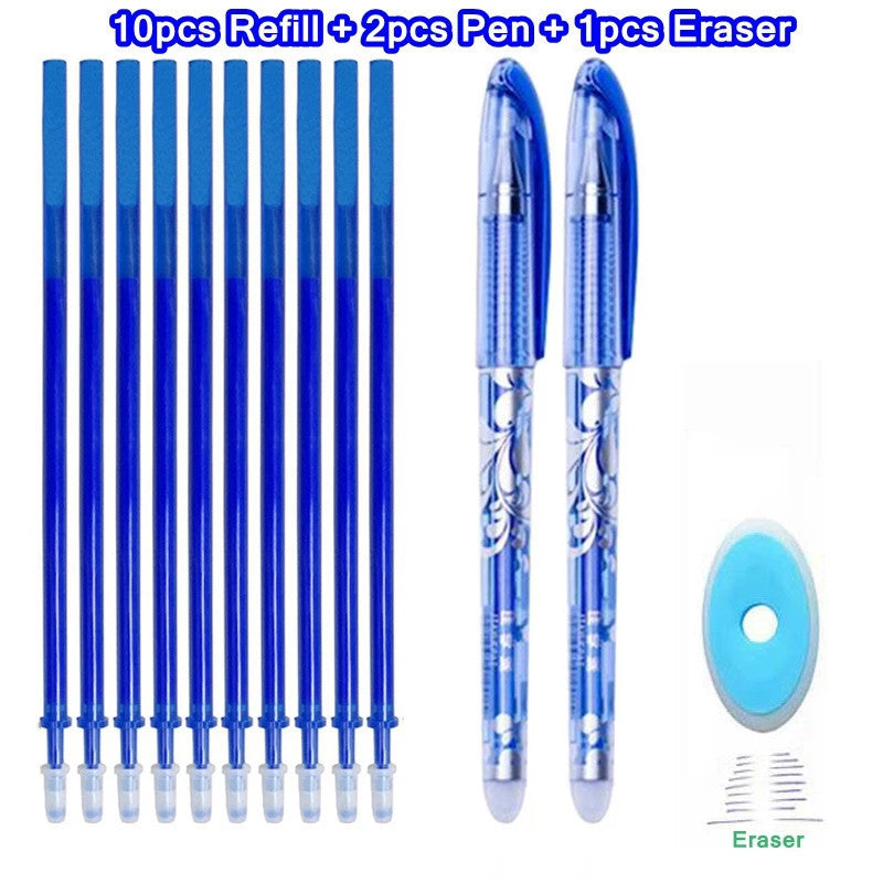 Blue Ink Erasable Pen Set School Office Stationery