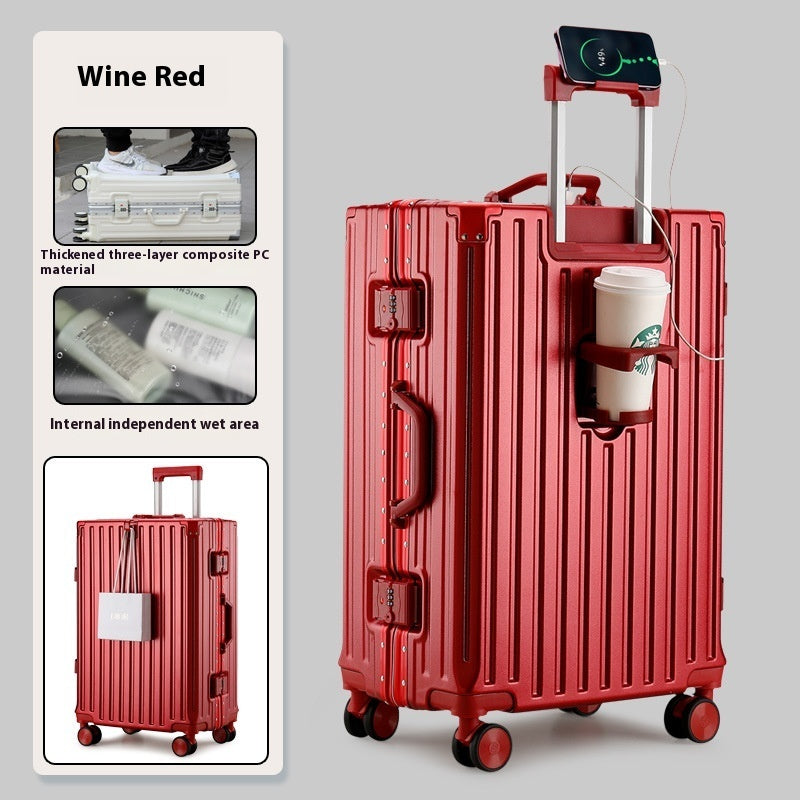 Large Capacity Travel Aluminum Frame Password Luggage  (Available)