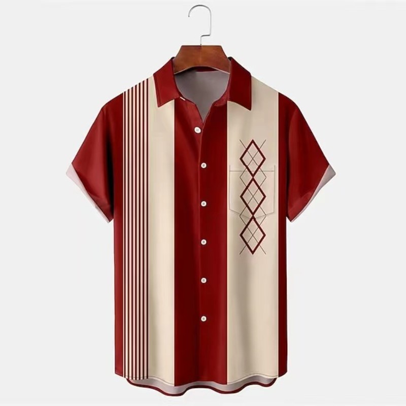 Men's Casual Slim Beach 3D Printed Short Sleeve Shirt (Available)