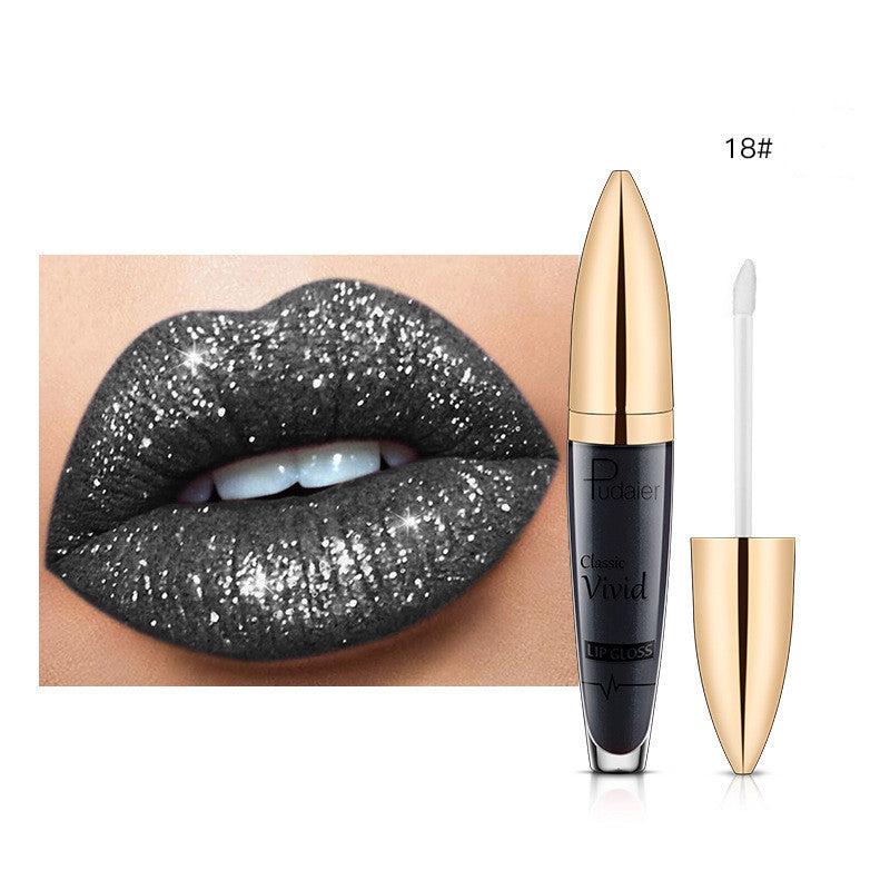 Pudaier Sip Glitter Flip Matte Shimmer Lip Gloss No Stain On Cup Diamond Lipstick (Available)