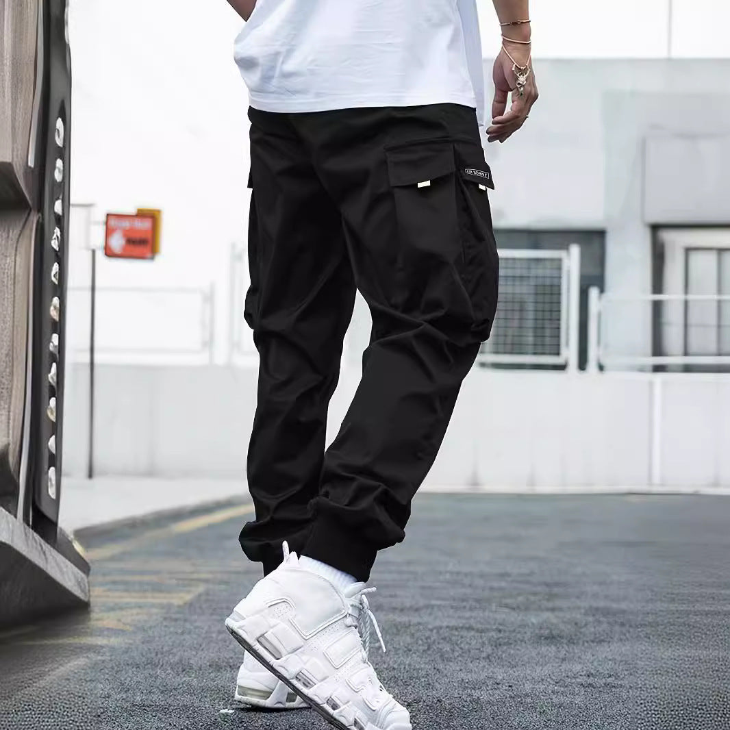 Multi-pocket Cargo Pants Men's Casual Hip-Hop Drawstring Trousers Outdoor Streetwear Sports Pant (Available)
