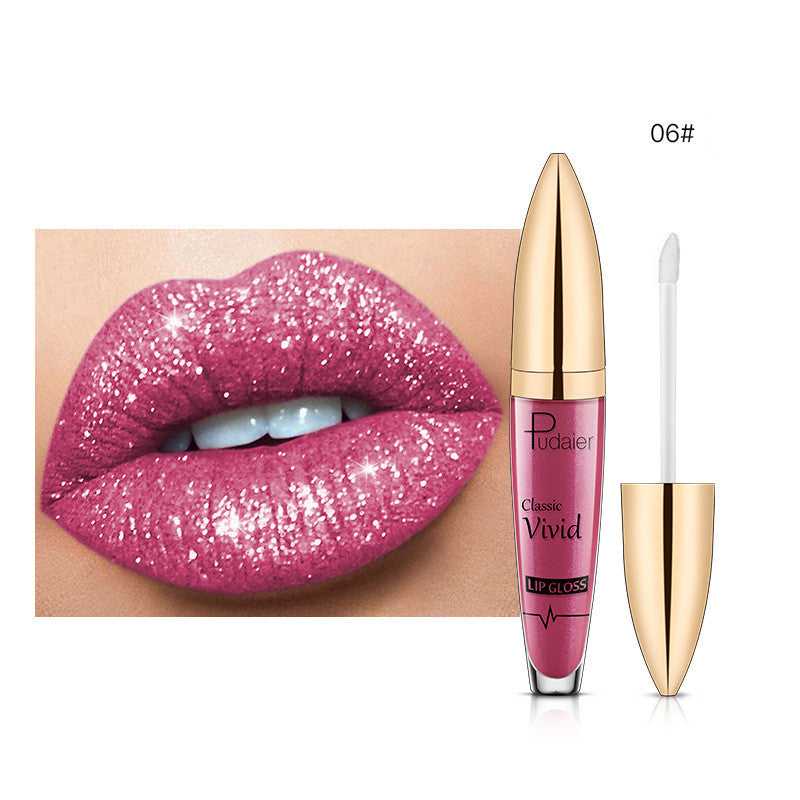 Pudaier Sip Glitter Flip Matte Shimmer Lip Gloss No Stain On Cup Diamond Lipstick (Available)