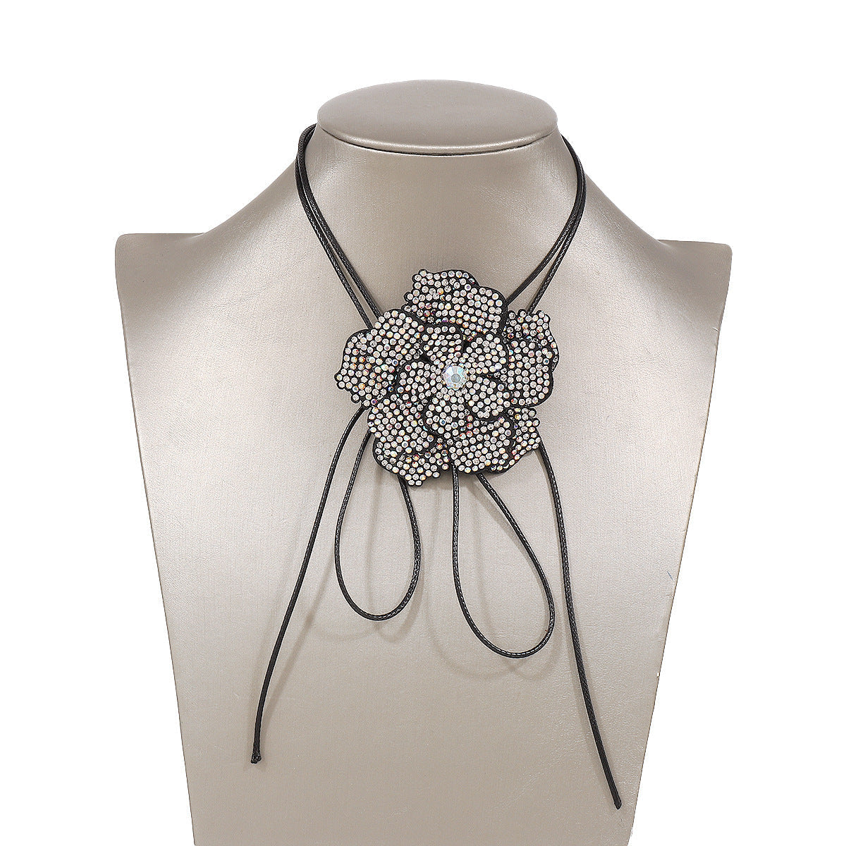 Vintage Full Diamond Chocker Camellia Necklace Wax Line Lace-up Bracelet  (Available)