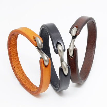 S buckle brown leather bracelet (Available)