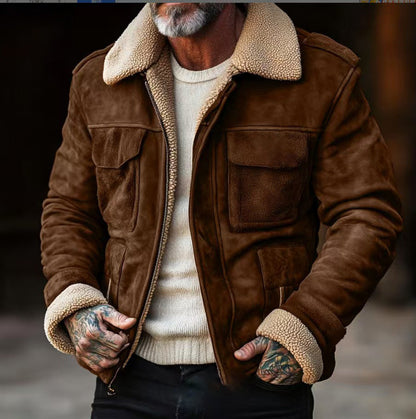 Men's Coat Top Lambswool Lapel Zip Jacket  (Available)