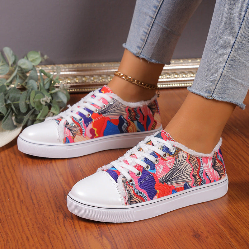 Versatile Flat Bottomed Student Lace Up Canvas Shoes (Available)