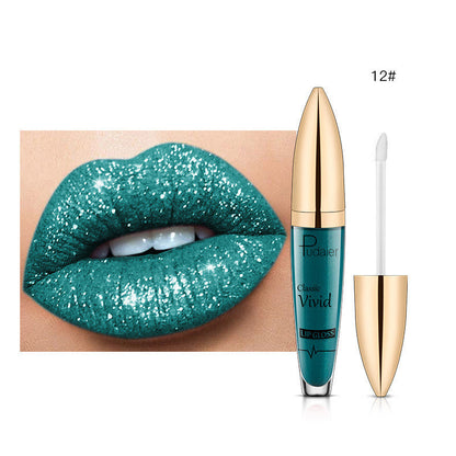 Pudaier Sip Glitter Flip Matte Shimmer Lip Gloss No Stain On Cup Diamond Lipstick (Available)