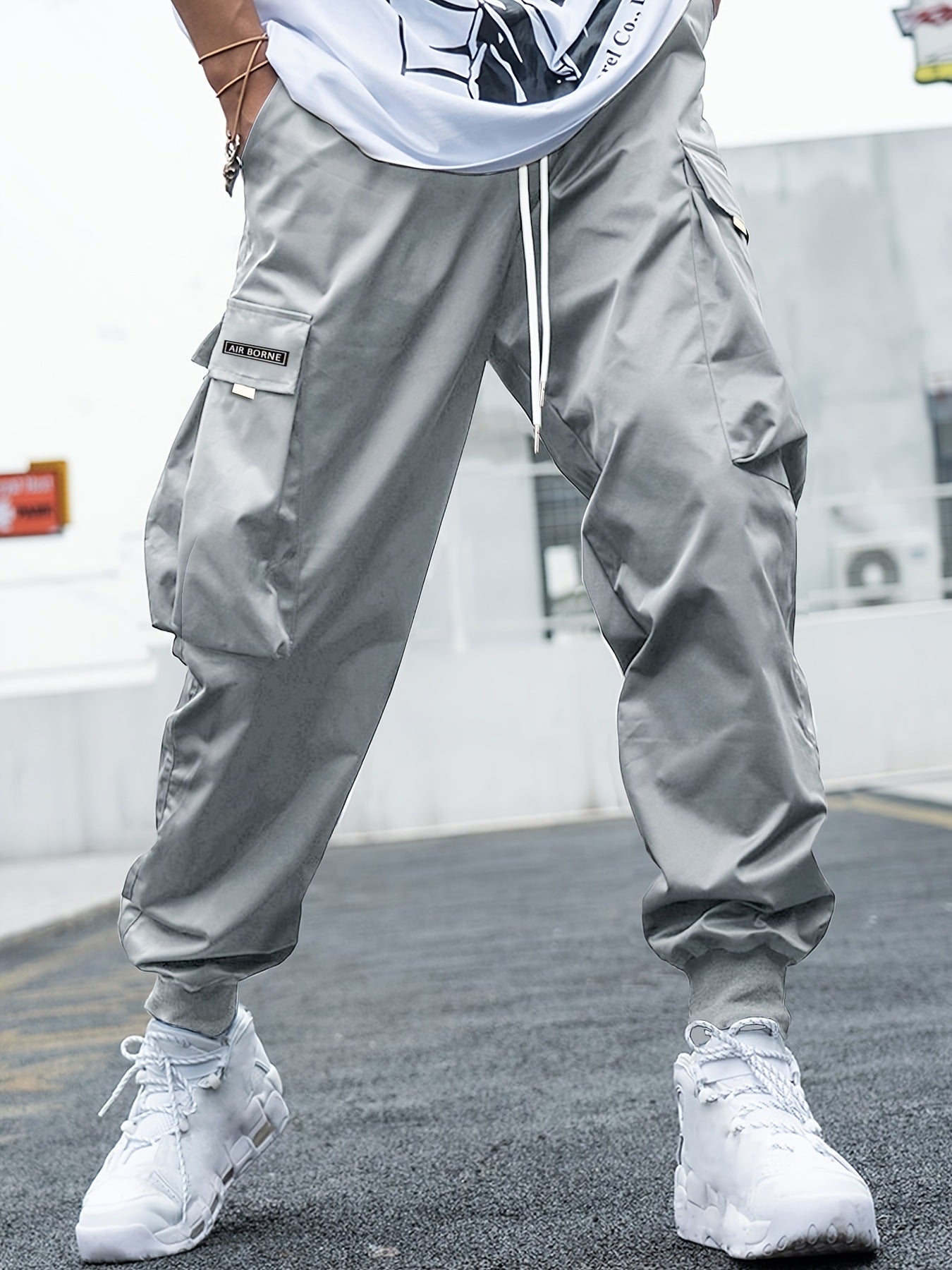 Multi-pocket Cargo Pants Men's Casual Hip-Hop Drawstring Trousers Outdoor Streetwear Sports Pant (Available)