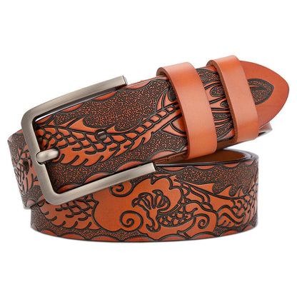 Carved Craft Men's Belt Fashion Cattlehide Leather Pant Belt   (Available)