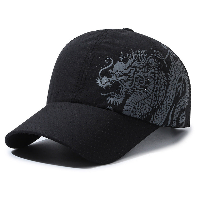 Hat Men's Chinese Style Printed Dragon Baseball Cap Polyester  (Available)