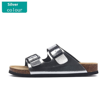 Buckle Flat Cork Slippers Summer Same Beach Buckle Sandals (Available)