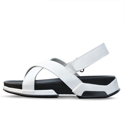 Korean Casual Men's Sandals Genuine Leather Elevator Beach (Available)