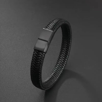 Men's Leather Magnetic Buckle Bracelet (Available)