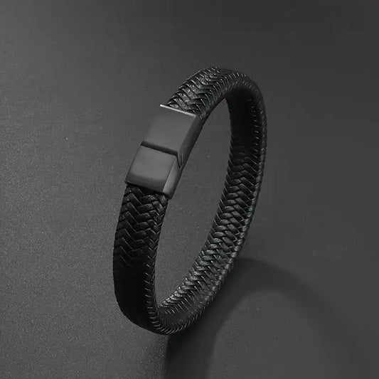 Men's Leather Magnetic Buckle Bracelet (Available)