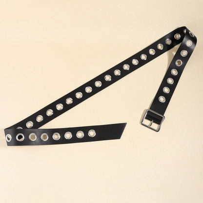 Men And Women Fashion Hollow Belt Personality Punk Style PU Soft Belt Jeans Hip Hop Accessories  (Available)