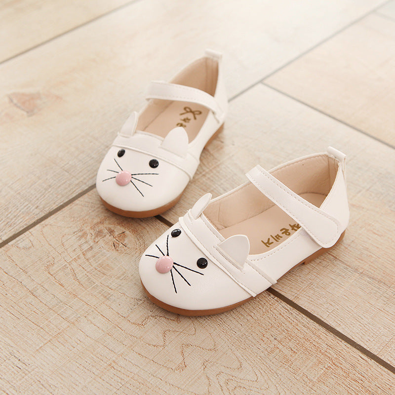 Soft-soled non-slip girls leather shoes