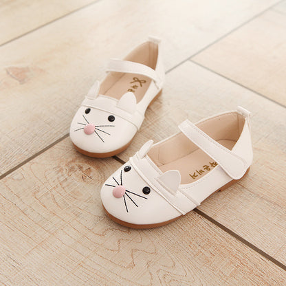 Soft-soled non-slip girls leather shoes