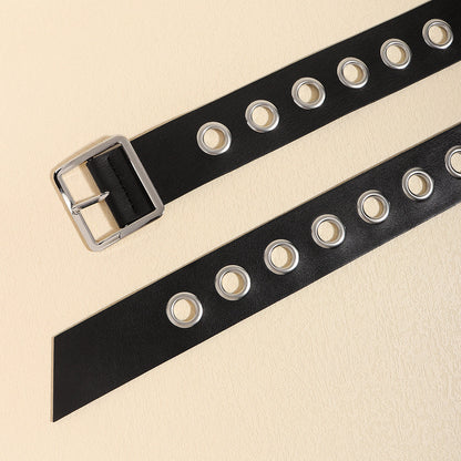 Men And Women Fashion Hollow Belt Personality Punk Style PU Soft Belt Jeans Hip Hop Accessories  (Available)