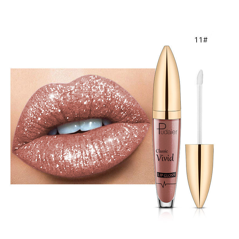 Pudaier Sip Glitter Flip Matte Shimmer Lip Gloss No Stain On Cup Diamond Lipstick (Available)