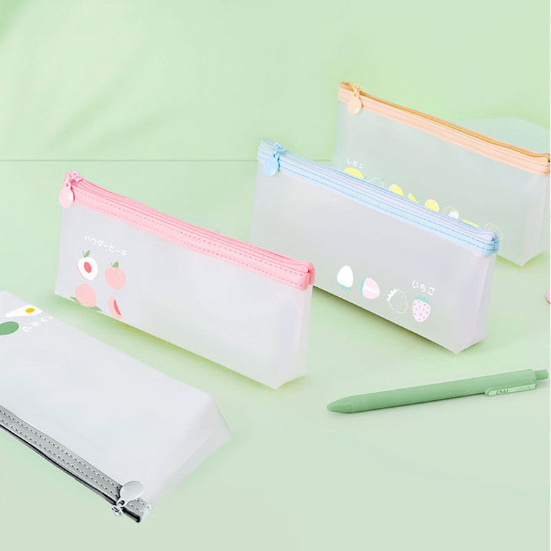 Frosted Stationery Box Student School Supplies Storage Pen Bag
