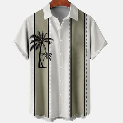 Men's Casual Slim Beach 3D Printed Short Sleeve Shirt (Available)