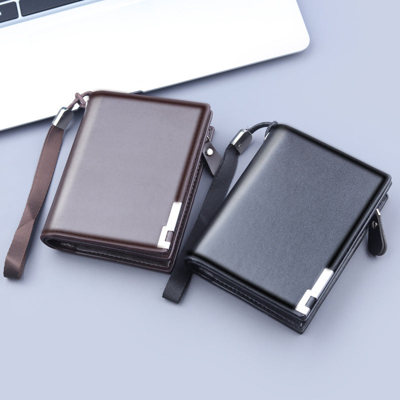 Men's Zipper Wallet Men's Large Capacity Three Fold (Available)