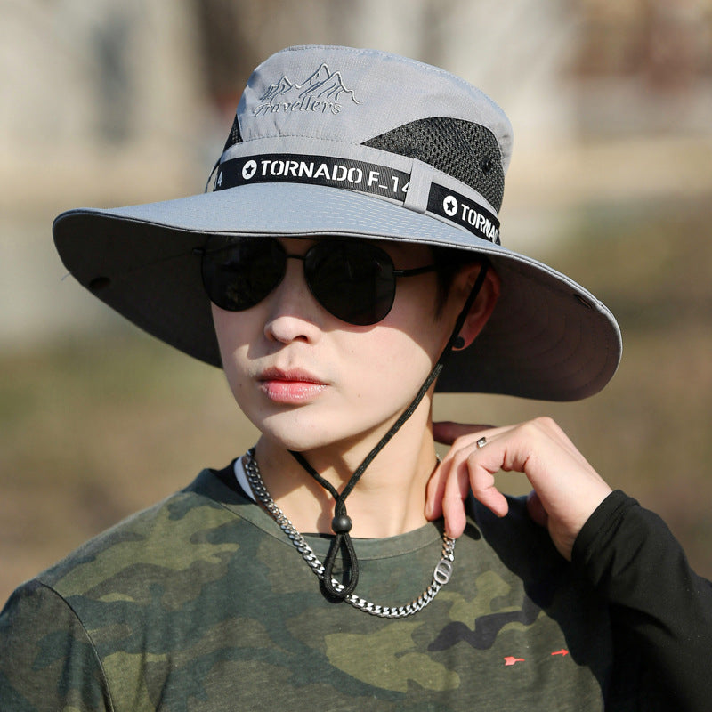 Mountaineering Fishing Sunscreen Travel Breathable Large Eave Visor Hat For Men (Available)