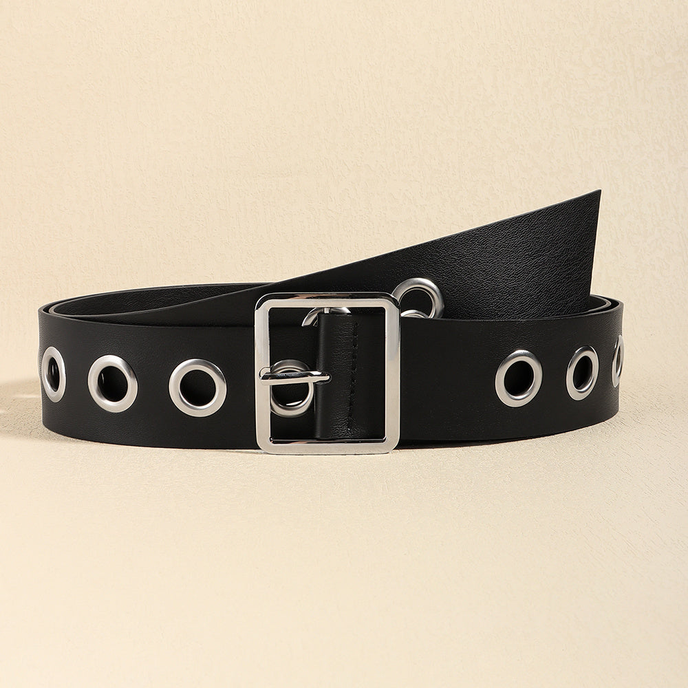 Men And Women Fashion Hollow Belt Personality Punk Style PU Soft Belt Jeans Hip Hop Accessories  (Available)