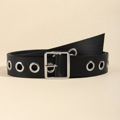 Men And Women Fashion Hollow Belt Personality Punk Style PU Soft Belt Jeans Hip Hop Accessories  (Available)