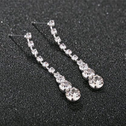 Silver Water Drop Necklace Earrings Two-piece Set Combination  (Available)