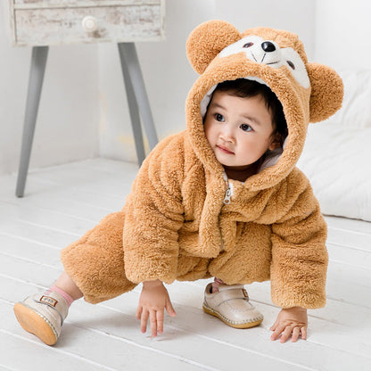 Baby Winter romper clothes Cartoon animals cute baby warm romper (Available)