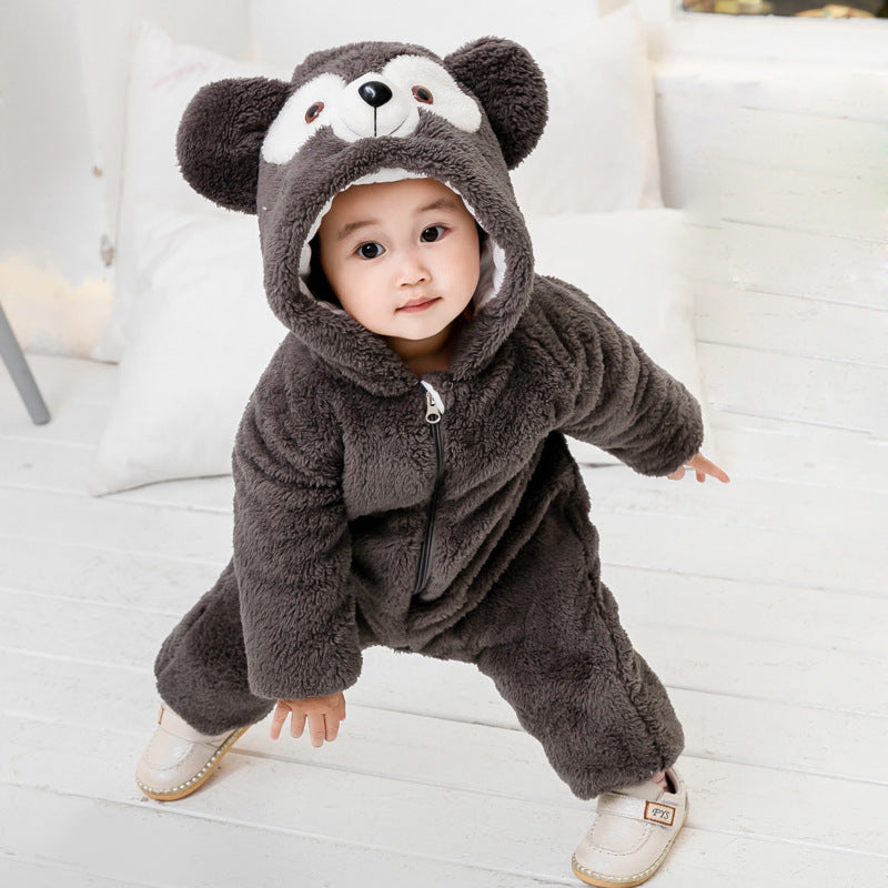 Baby Winter romper clothes Cartoon animals cute baby warm romper (Available)