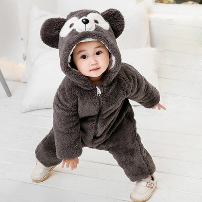 Baby Winter romper clothes Cartoon animals cute baby warm romper (Available)