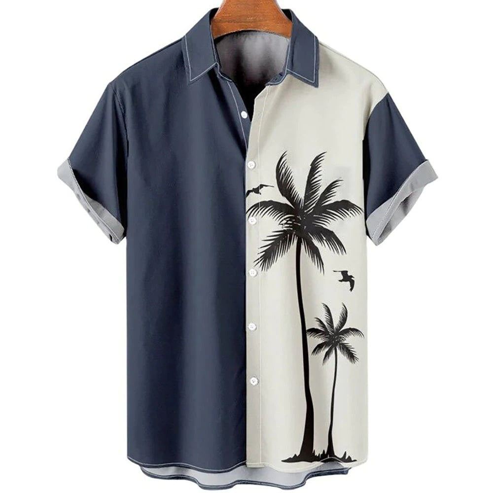 Men's Casual Slim Beach 3D Printed Short Sleeve Shirt (Available)