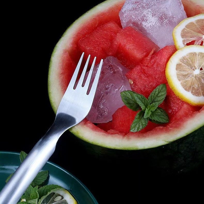 2 In 1 Watermelon Fork Slicer Multi-purpose Stainless Steel Watermelon Slicer Cutter Kitchen Fruit Cutting Fork Fruit Divider Kitchen Gadgets (Available)