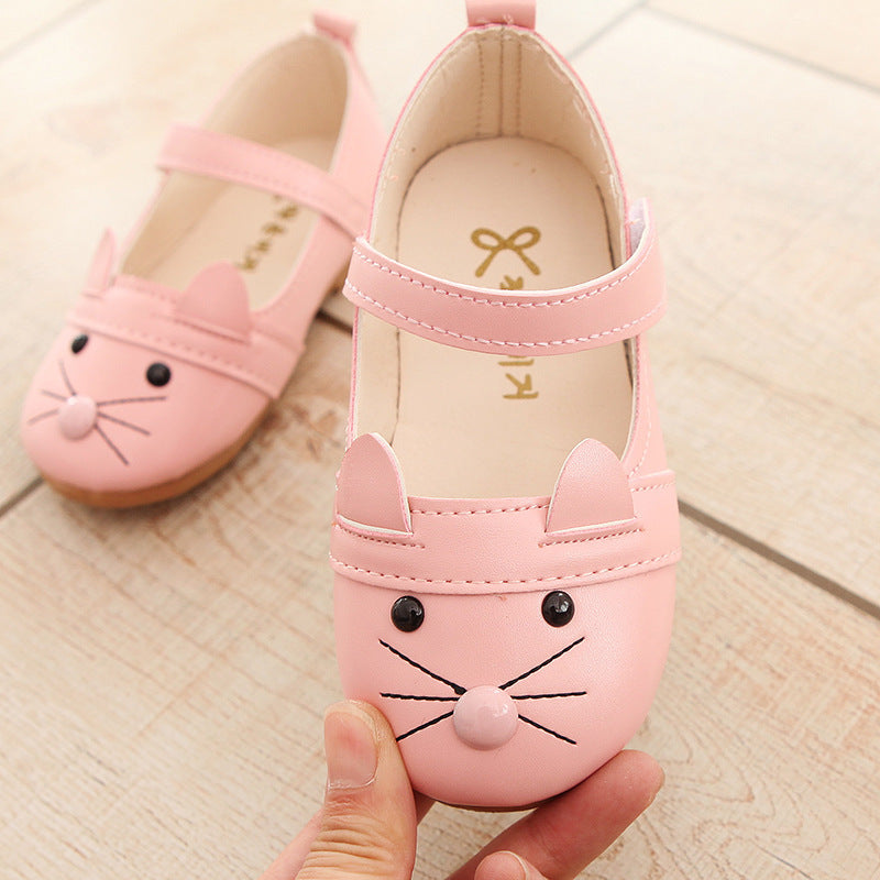 Soft-soled non-slip girls leather shoes