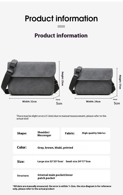 Men's Contrast Color Matte Fashion Retro Crossbody Shoulder Bag